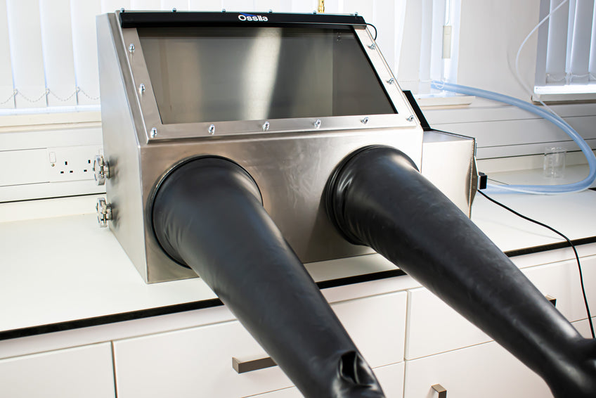 Ossila Glove Box on lab bench