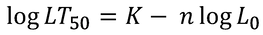 Lifetime test equation - written in log form