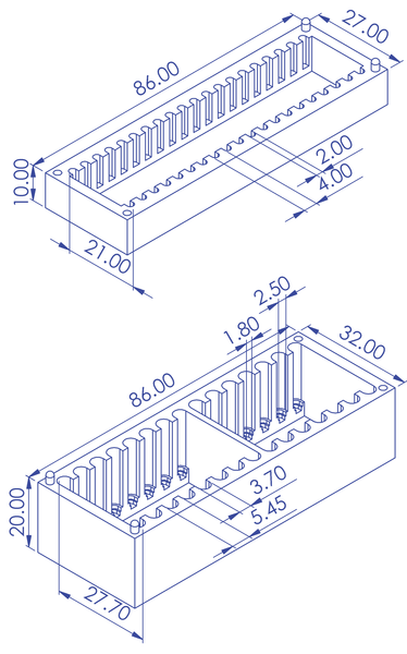 Schematic of substrate rack with dimensions