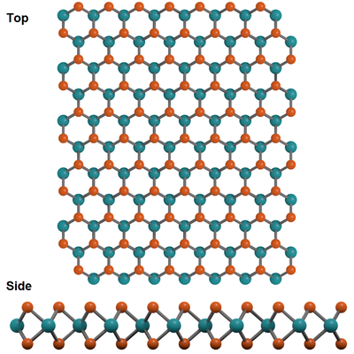 2H-NbSe2 tops and side view of crystal structure