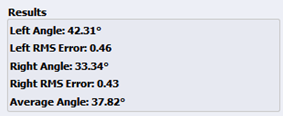 Contact Angle results display