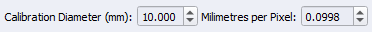 calibration diametera nd milimeters per pixel selection