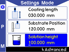 Settings mode - edit the solution height