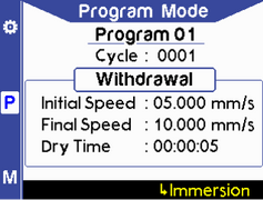 Program mode - immersion button highlighted