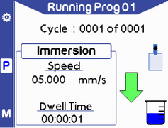 Program running with green downward arrow to show immersion