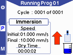 Program running with red upward arrow to show withdrawal