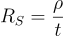 Equation resistivity to sheet resistance: R<sub>S</sub>=ρ/t