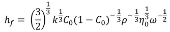 Equation for final dry film thickness (without evaporation rate) by Meyerhofer