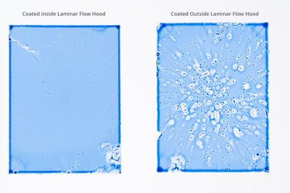 Thin films made inside and outside a laminar flow hood