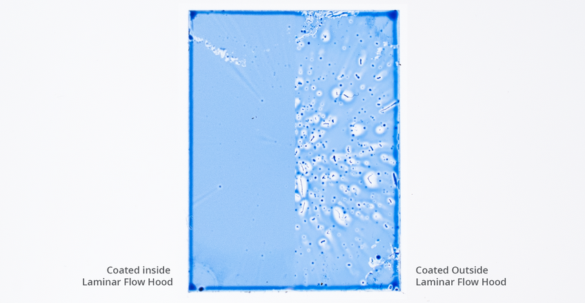 Thin films made inside and outside a laminar flow hood