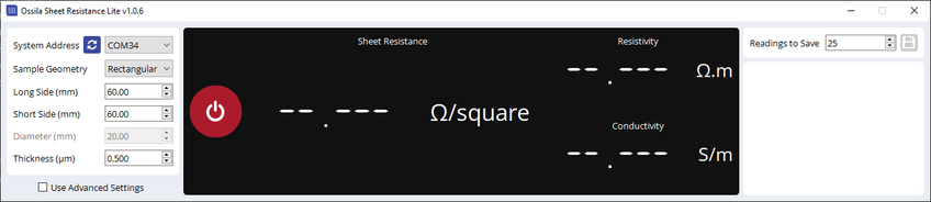 Ossila Sheet Resistance Lite measurement software