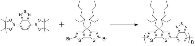 Synthesis of PCPDTBT from benzothiadiazole boronic ester