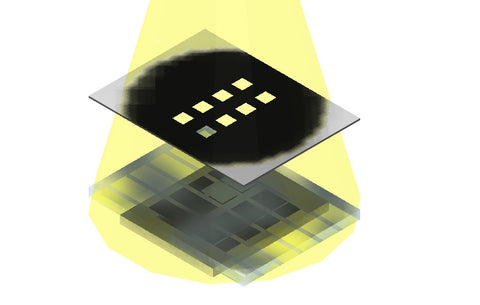 Photovoltaic substrate measured with aperture mask and illumination
