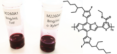 chemical structure of green material pto2 and solubility in THF and o-xylenen