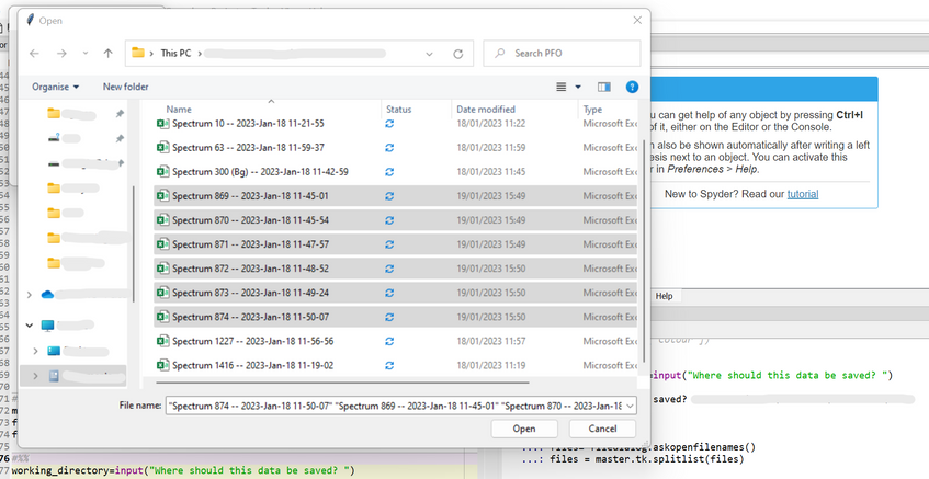 selecting multiple files using tkinter in python