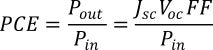 Solar cell PCE equation